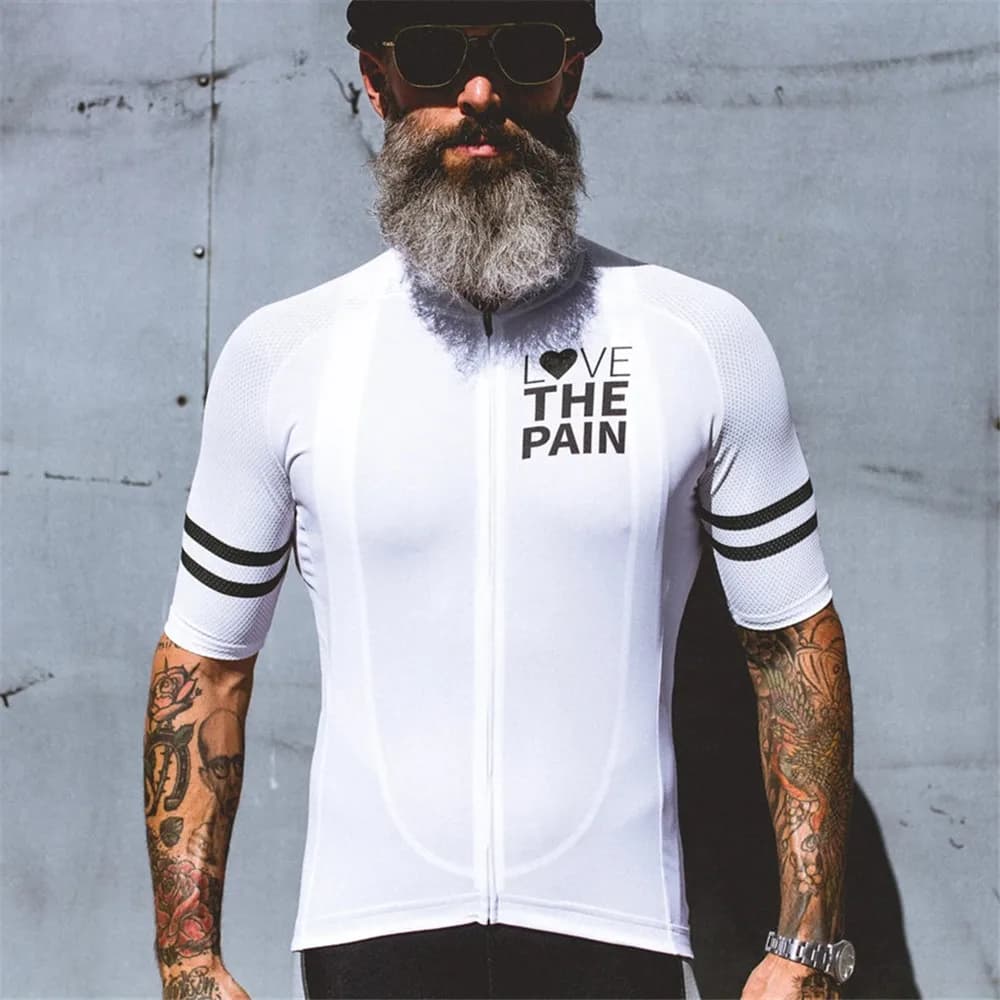 Men's Short Sleeve Cycling Shirt Love The Pain Road Bike Knit Quick Drying Bike Knit Breathable and comfortable Maillot Cycling