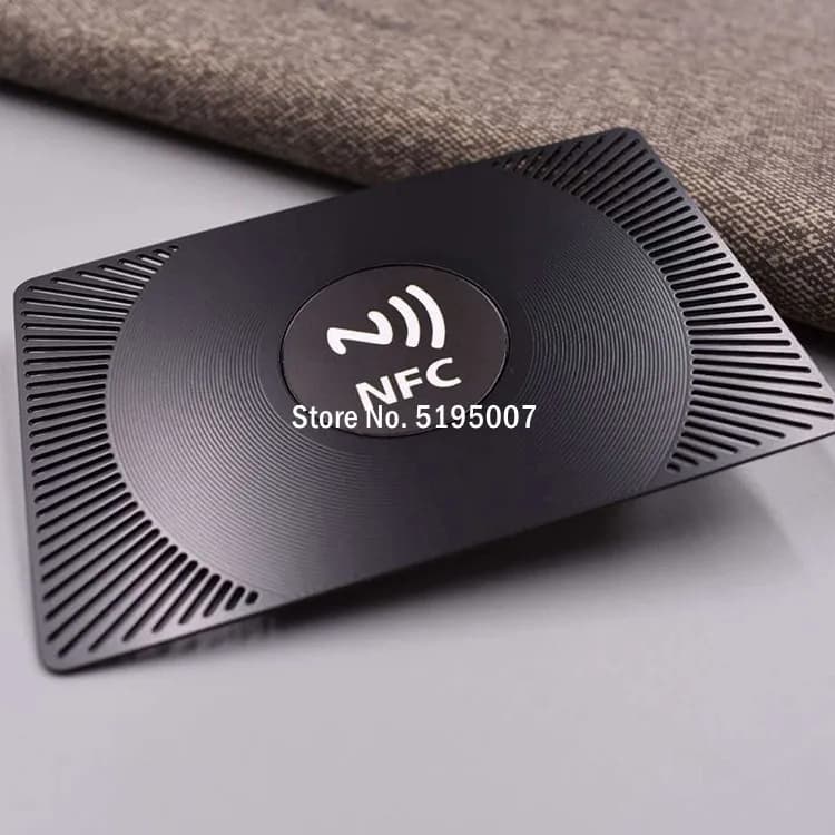 Formato di credito NFC carta in metallo nero smart touch biglietto da visita NFC incisione laser carta nfc in metallo in acciaio inossidabile vuoto