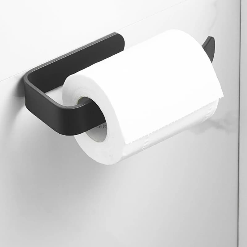 Porta carta igienica in alluminio impermeabile, supporto da parete, porta rotolo di carta igienica, accessori per cucina e bagno, nero