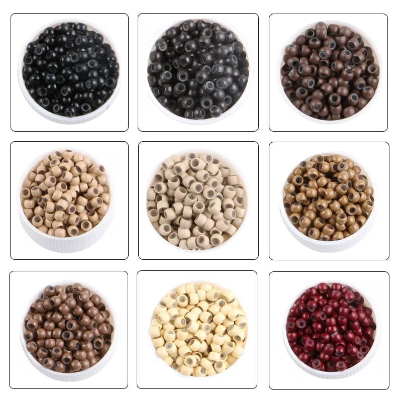 1000 pezzi/lotto Anello nano in silicone da 2,9 mm/Micro nano perline in rame con linea in silicone 7 opzioni di colore per punte nano per capelli