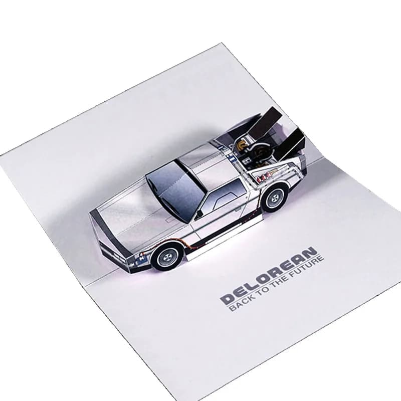 Back To The Future POP-UP Card DMC-12 Car Handmade 3D Paper Model Papercraft Art Origami DIY Kids Adult Craft Toys ER-088