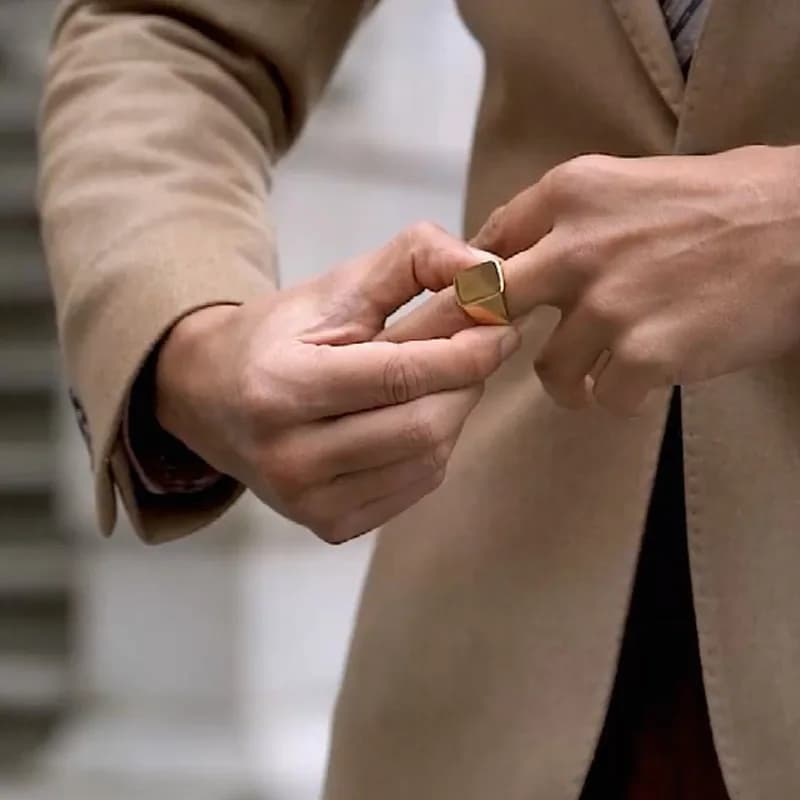 Anello da uomo con sigillo Pinky, cinturino in acciaio inossidabile ornato, gioielli maschili