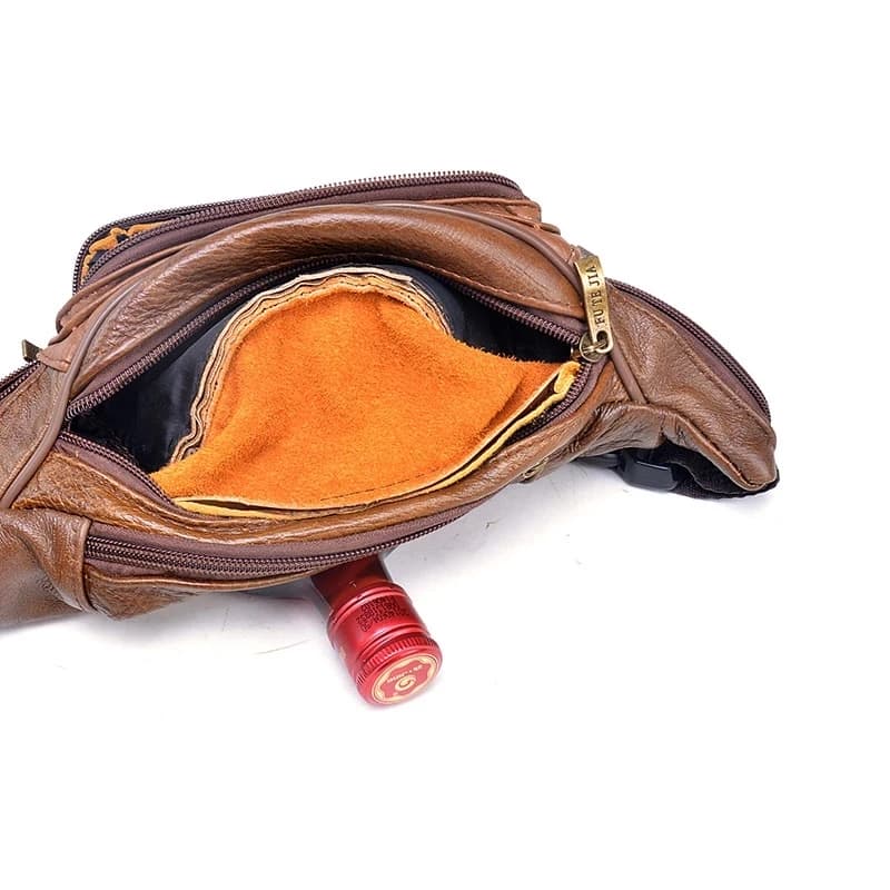 EASYANT Men Leather Retro Waist Bag Fashion Fanny Pack Belt Cellphone Purse for Male Travel Pouch