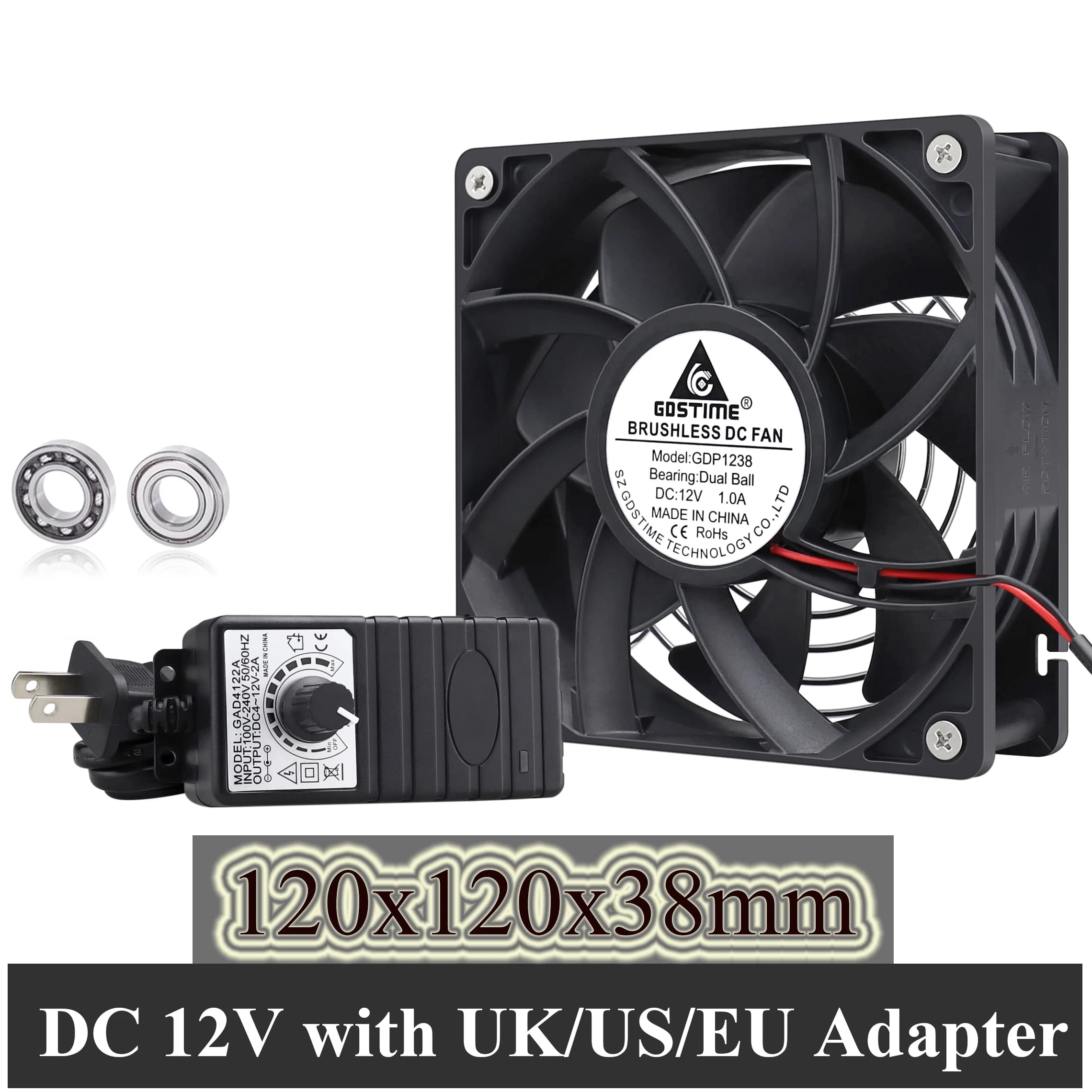 GDSTIME 120mm ca 110V 220V cc 12V ventola alimentata con controllo della velocità per amplificatore ricevitore DVR Playstation Xbox raffreddamento componenti