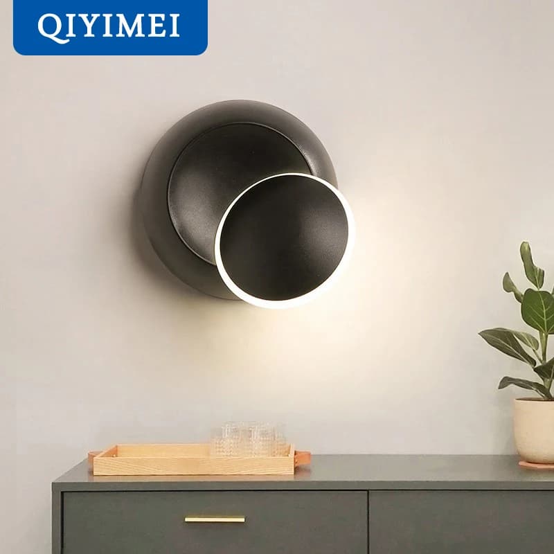 Lampade da parete Nero Bianco del corpo per la Camera Da Letto soggiorno 90-260V Luce Della Parete Interna Ha Condotto La Lampada Da Parete Girevole placcato In Metallo 5W Led Sconce