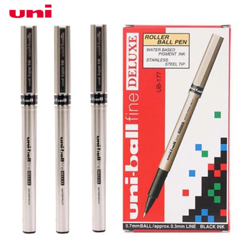 12 pz Mitsubishi Uni-Ball Fine Deluxe UB-177 0.7mm Gen penna a inchiostro roller penna impermeabile nero/blu/rosso colore dell'inchiostro