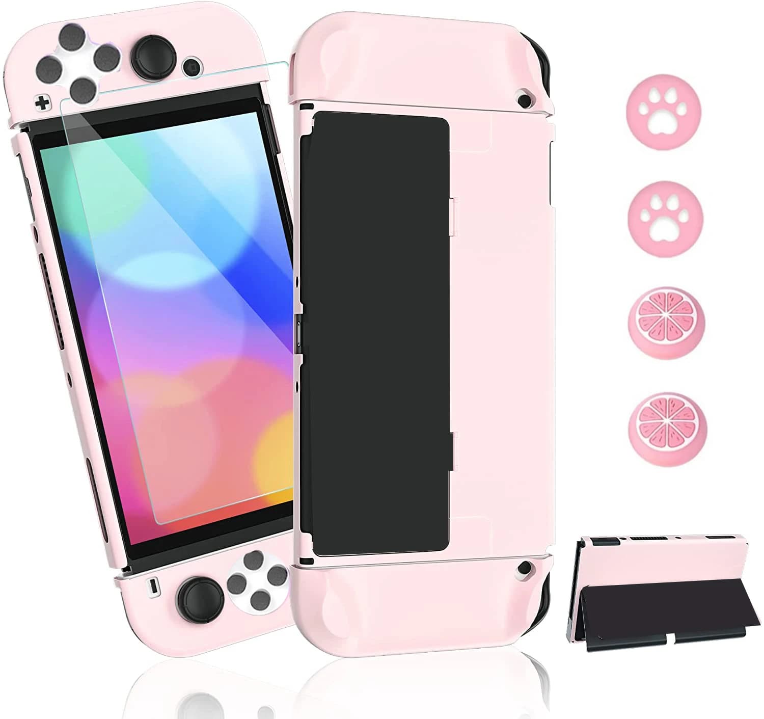 Custodia rosa agganciabile con protezione completa per Nintendo Switch Accessori OLED Cover per console OLED Switch e Joycon con pellicola in vetro