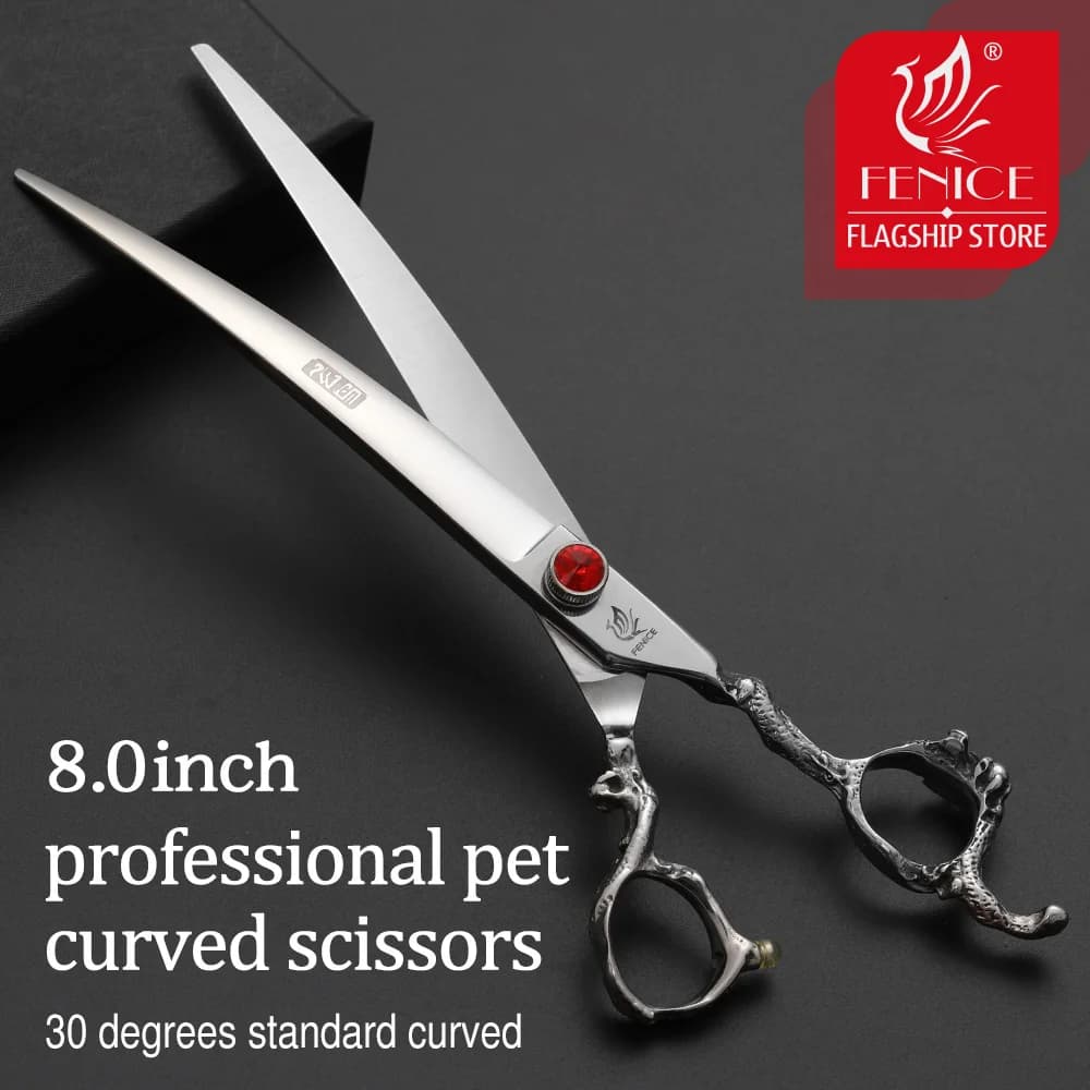 Fenice Dragon Handle Forbici da toelettatura curve professionali da 8 pollici per cani Cesoie da taglio per peli di animali domestici Tesoura Tijeras