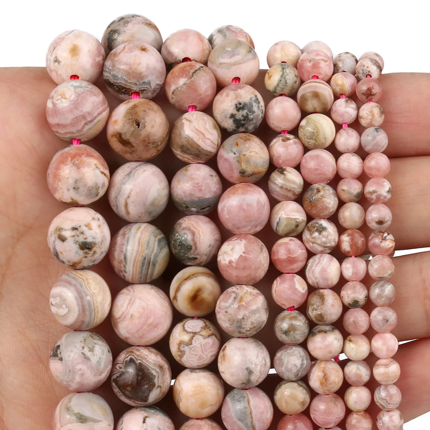 AAA pietra naturale Argentina rodocrosite perline rotonde per creazione di gioielli bracciali cucito accessori fai da te 4 6 8 10mm 7.5''