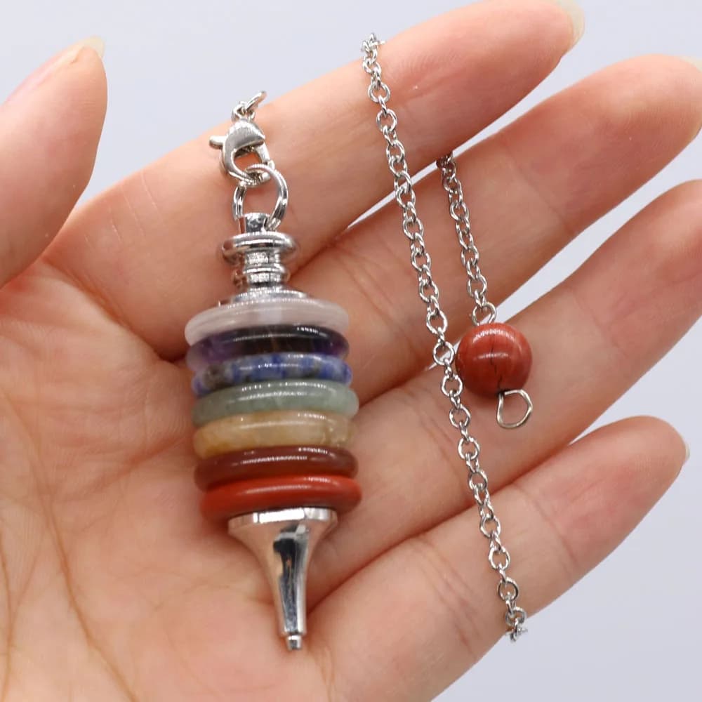 7 Chakra Reiki cristalli curativi pendolo punto di energia ciondolo in pietra per rabdomante divinazione bilanciamento gioielli di moda regalo 18.5cm