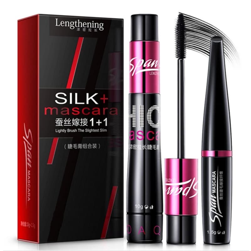 Silk Mascara 1 + 1 Fiber 4D Cosmetic Mascara 3D Eyelash Extension Full Professional Makeup Eyelash Fined Eyelash