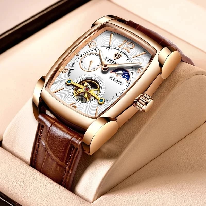 2023 LIGE men's watches Top Luxury Brand Fashion Tourbillon men's automatic mechanical watch waterproof skeleton Montre Homme