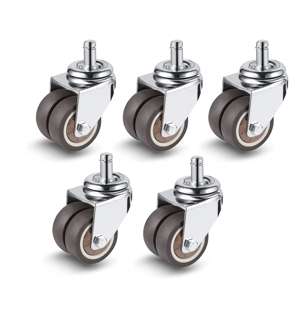 Ruote per sedie da ufficio da 2 pollici per rotelle in gomma di ricambio per sedie da gioco per Computer sicure per pavimenti in legno duro e moquette Set di 5