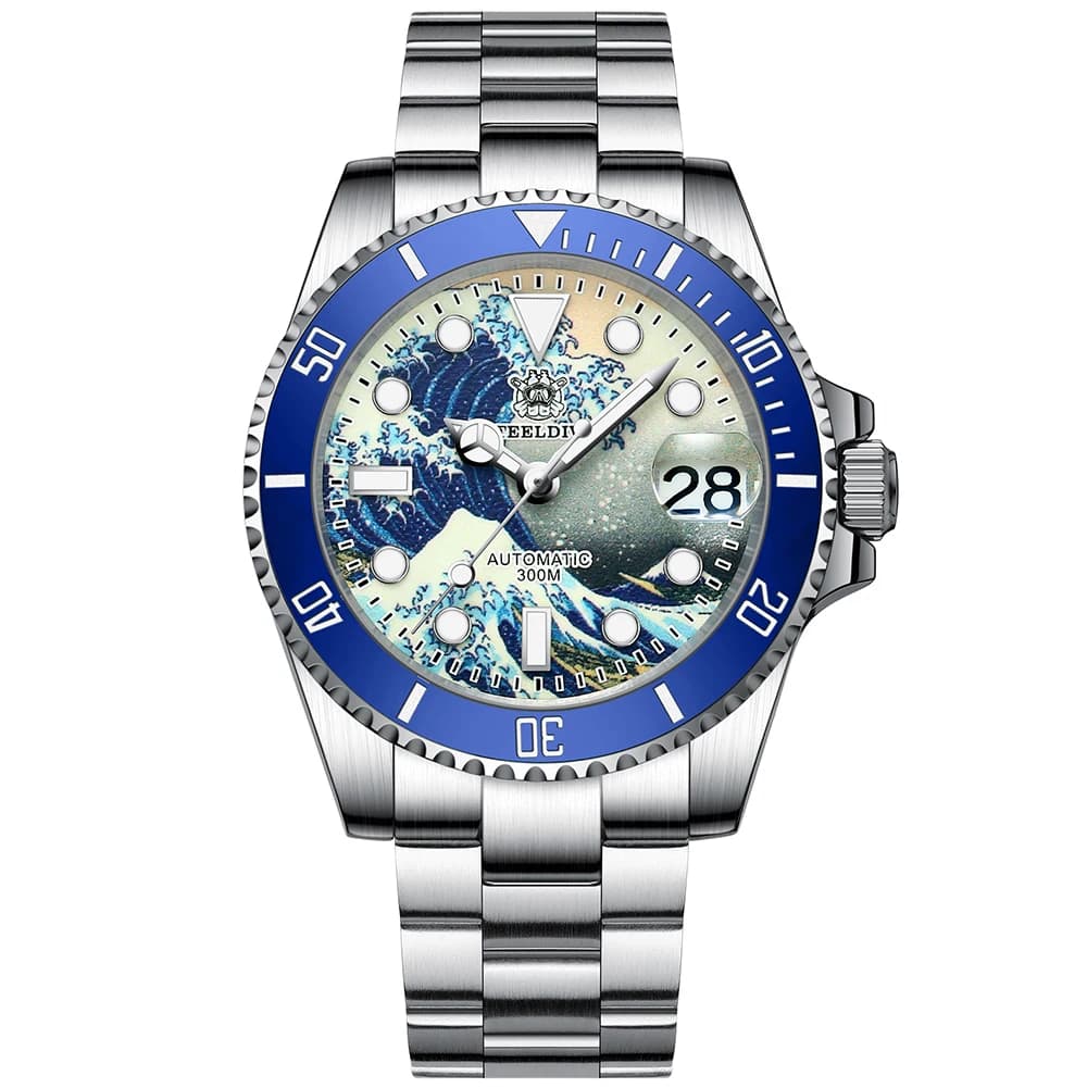 STEELDIVE Mens Diver Orologi Water Ghost Dive 300m Orologio da polso meccanico automatico impermeabile Zaffiro Full Luminoso Kanagawa