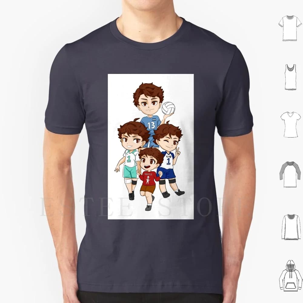Oikawa Chibi Set T Shirt DIY Big Size 100% Cotton Haikyu Oikawa Oikawa Tooru Seijou Aoba Johsai Anime Volleyball Seijoh