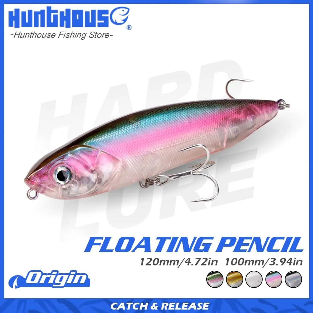 Hunthouse WTD Matita Richiamo di Pesca 100 e 120mm 19 e 32g Galleggiante Artificiale Esca Dura Superficie Wobbler Per Spigola Bluefish Attrezzature