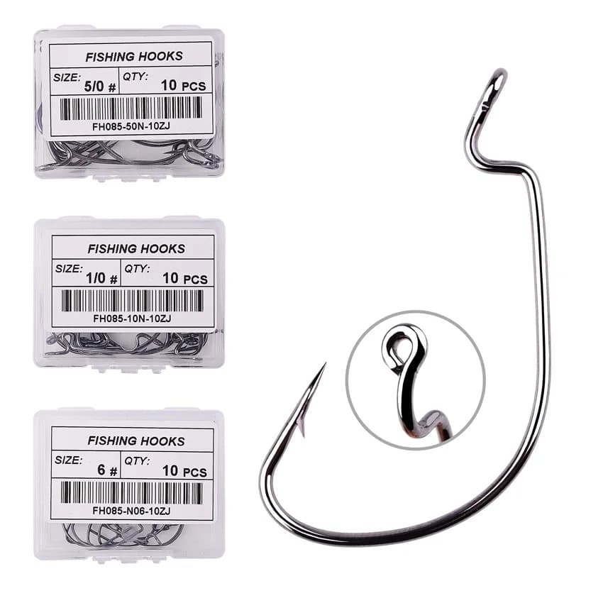 10 pieces/box I love fishing Offset 8 # - 5/0 # hand crank hook for fishing hook with soft bait for worms, accessories for fishing gear, fishing hooks