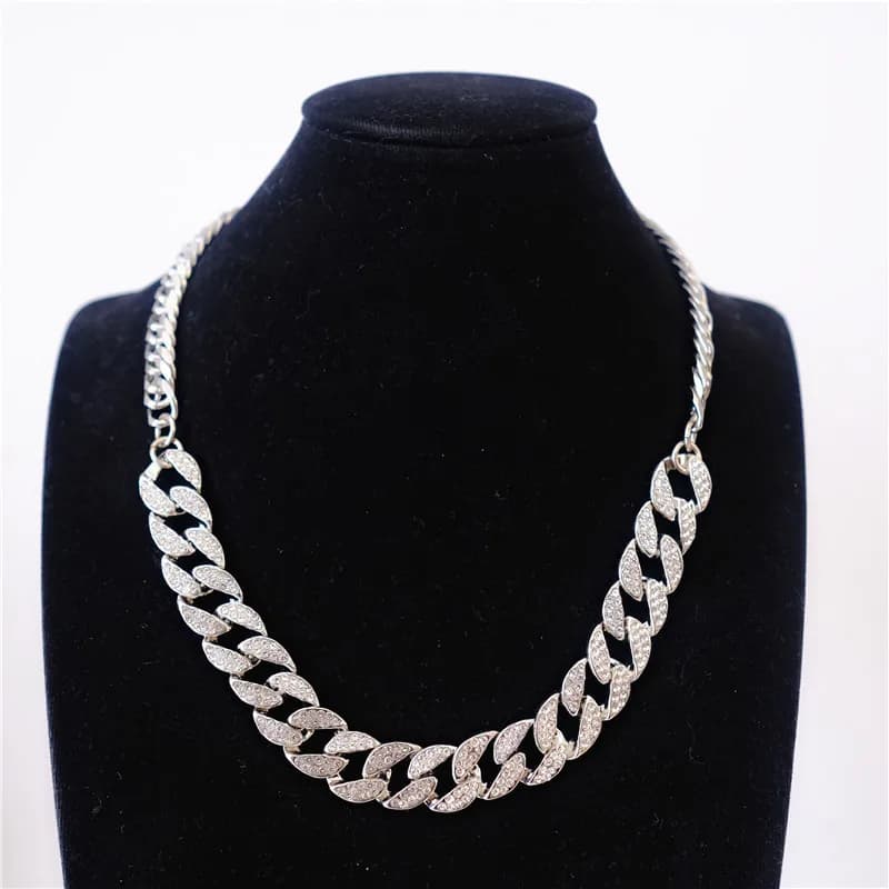 Collana con catena di strass per donna uomo catena da tennis girocollo in cristallo gioielli accessori moda streetwear
