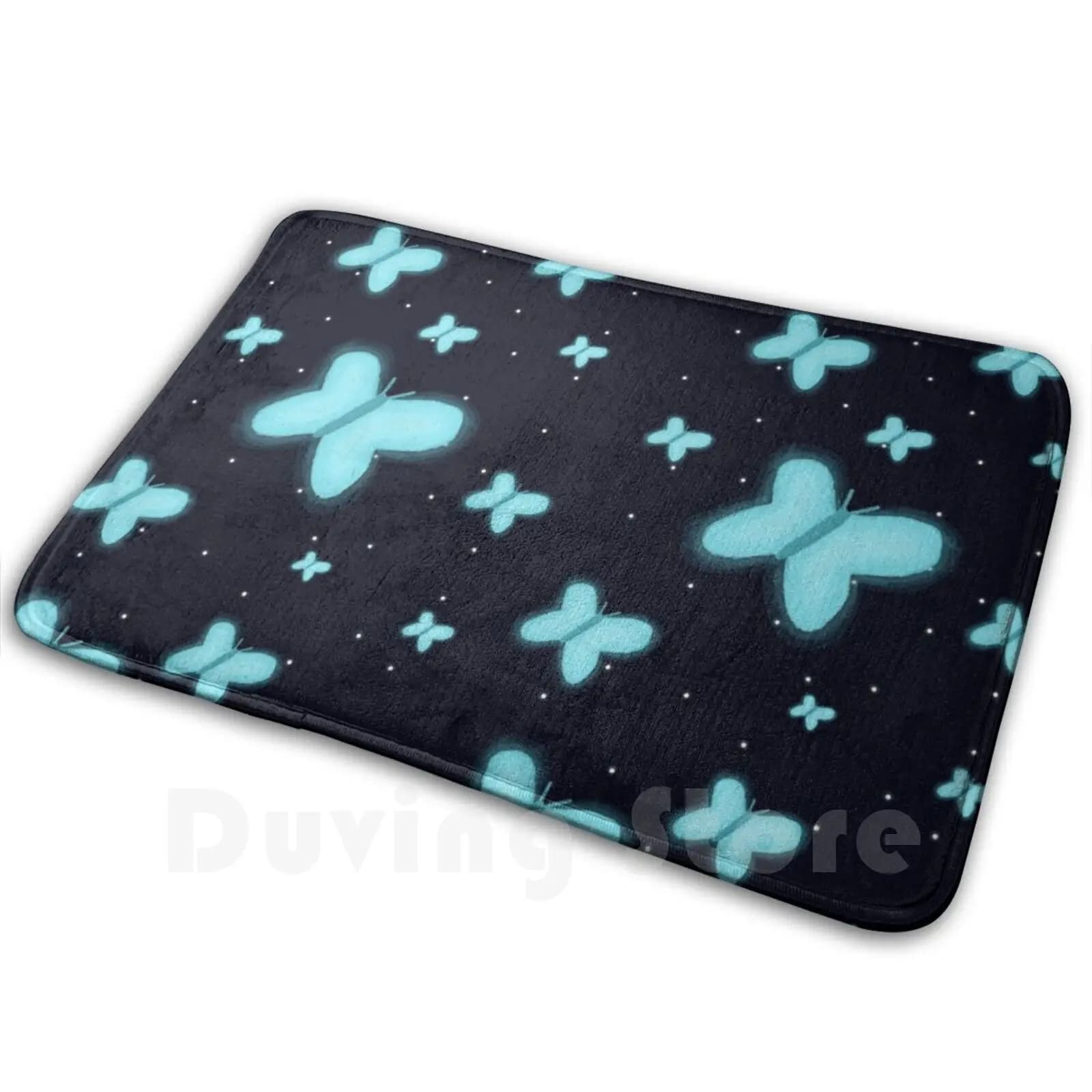 Farfalle luminose Tappetino Tappeto Tappeto Tappetini antiscivolo Camera da letto Farfalle Cielo notturno Glow In The Dark Luci Blu Cartoon