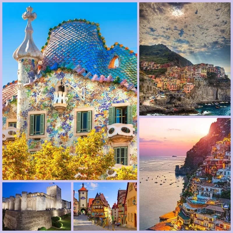 Pittura diamante paesaggio di barcellona, spagna Guell Park 5D fai da te arte trapano completo punto croce paesaggio mosaico ricamo decorazioni per la casa