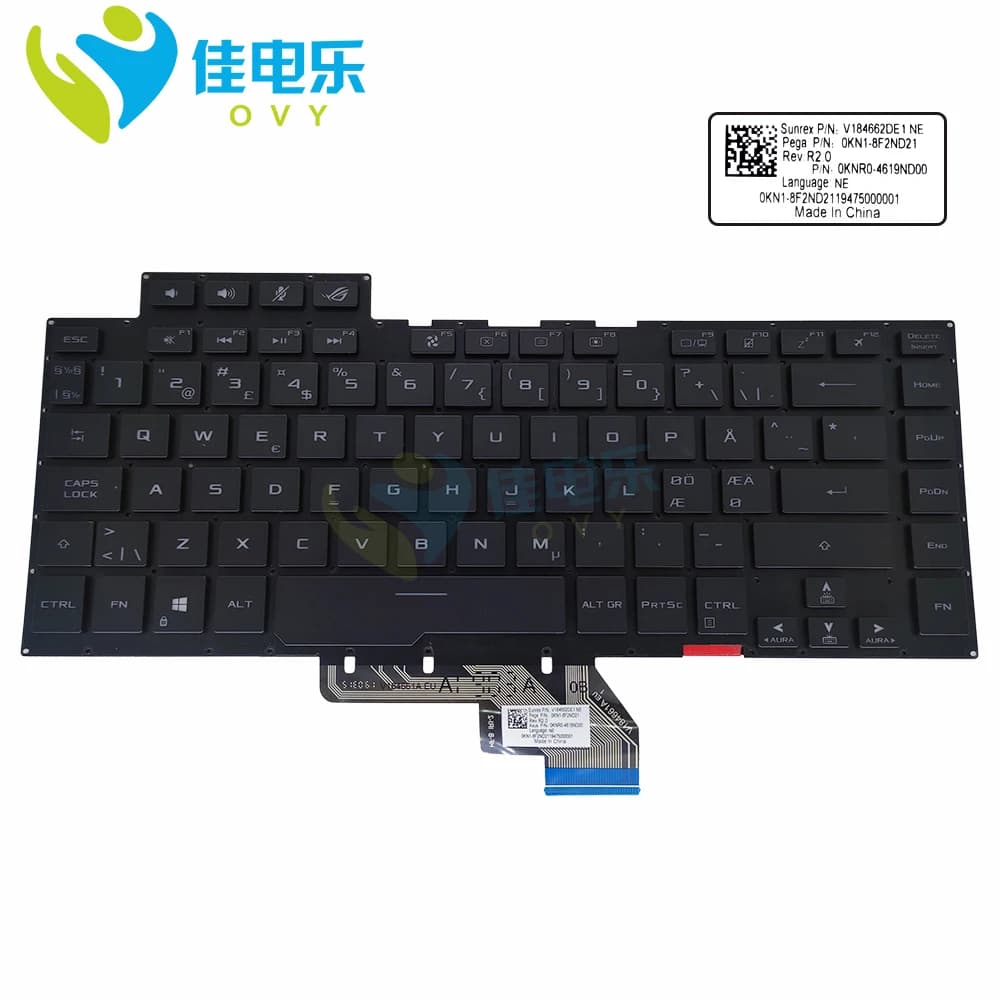 NE Norvegia RGB tastiera per notebook per Asus ROG Zephyrus GU502 GA502 GX502 Tastiere per laptop da gioco retroilluminate colorate 0KNR0 4619ND00