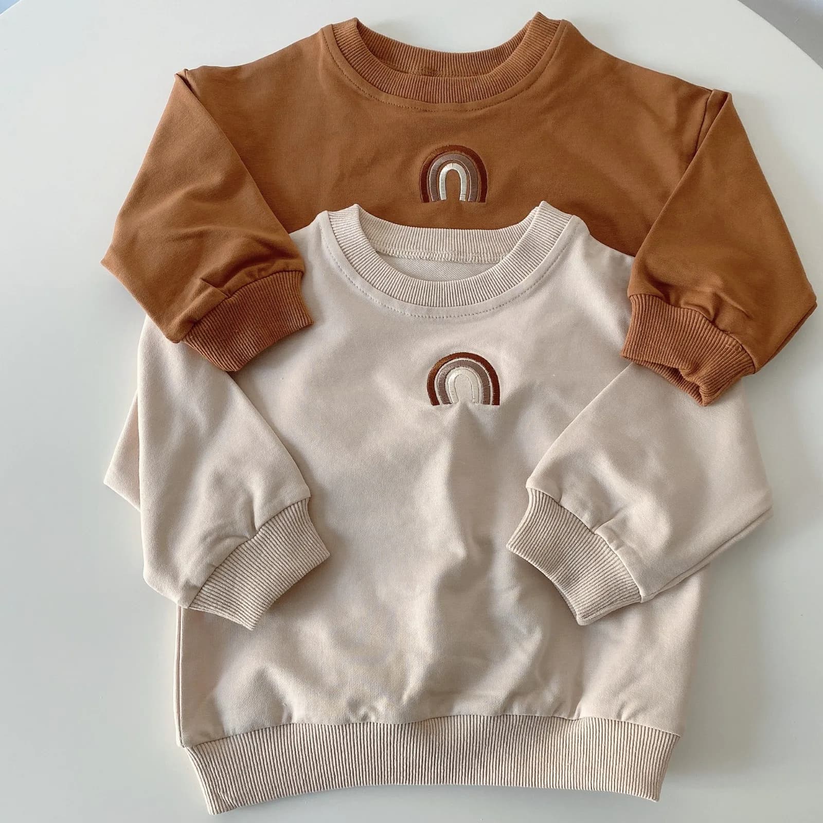 2024 Spring Clothes Baby Boys Rainbow T-shirts Toddler Girls Tops Long Sleeve Embroidery T-shirt Outfits Fashion