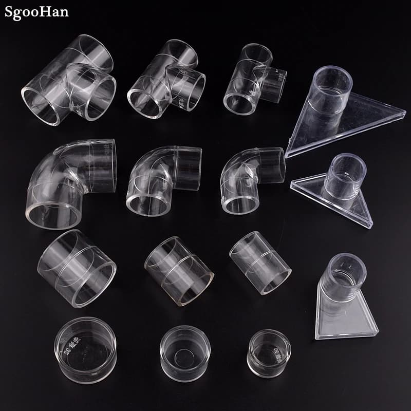 2 pz/lotto Tubo in Plexiglass Acrilico da 16~50mm, Giunto Dritto, Gomito, a T per Acquario, Connettore per Vasca Pesci, Fai da Te, Serbatoio Acqua, Tubo PMMA