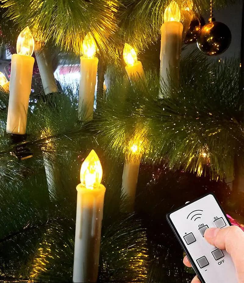 Lampada a candela conica a Led con telecomando a 7 tasti con timer a batteria con clip per Bar di natale/matrimonio/festa-bianco caldo