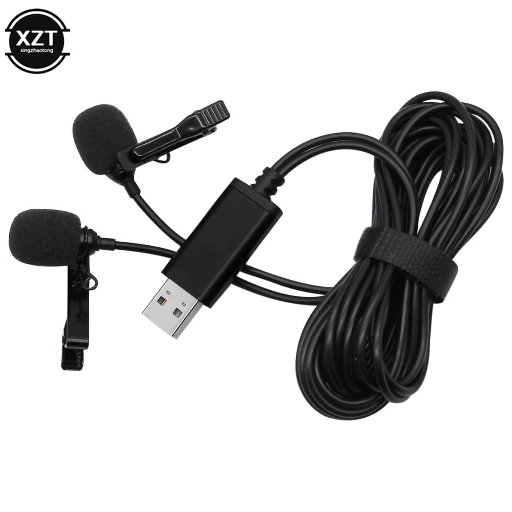 2m USB Dual-head Lavalier risvolto doppio microfono Clip-on per Computer Youtube Win Mac Video registrazione Audio microfono di tipo C da 3.5mm