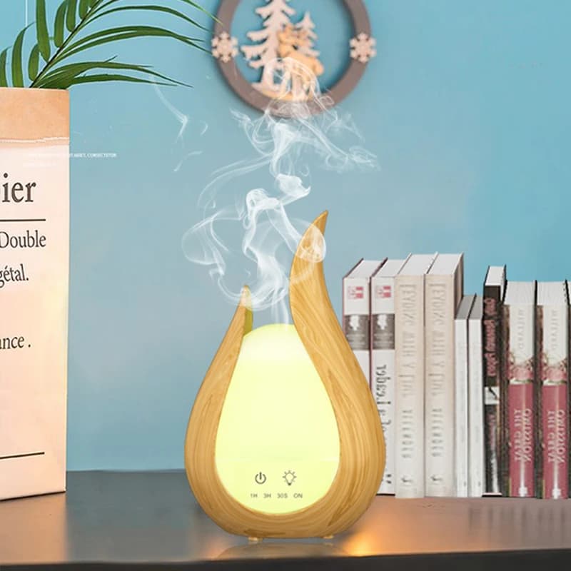 Diffusore di oli essenziali ad ultrasuoni da 200 ml e umidificatore d'aria Diffusore di aromaterapia in marmo con venature del legno con luce notturna a 7 colori