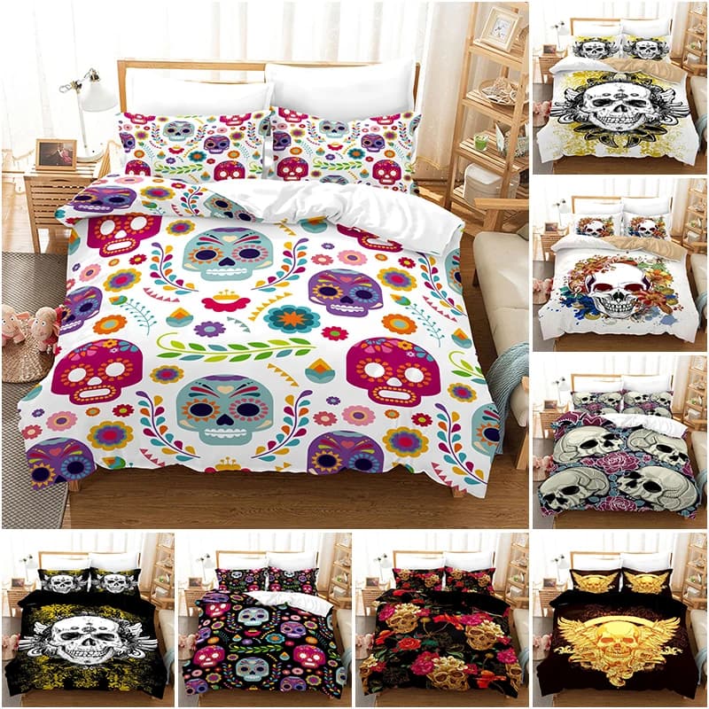Copripiumino Sugar and Dark Skull con fodera per cuscino Set biancheria da letto singolo matrimoniale matrimoniale completo Queen King Size Set Housse De Couette