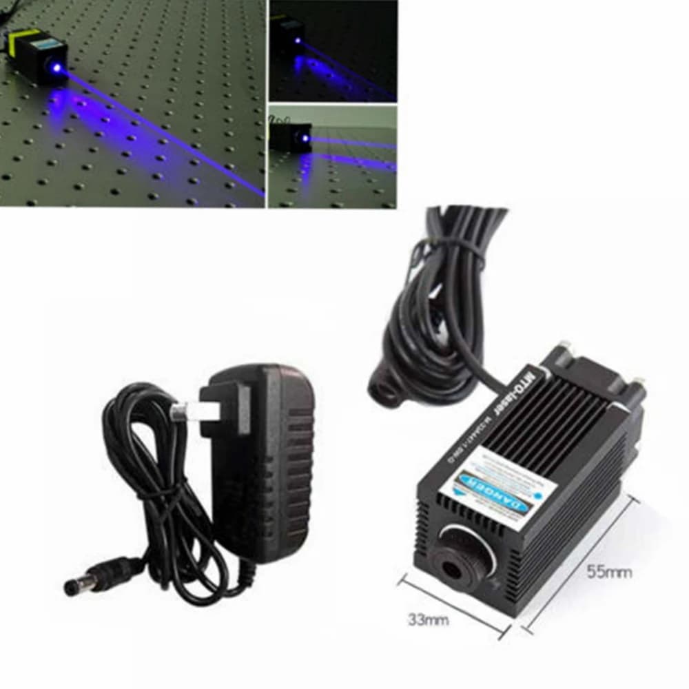 Mini macchina per incisione laser Modulo punto diodo laser blu puro 450nm 33x55mm con adattatore 12V