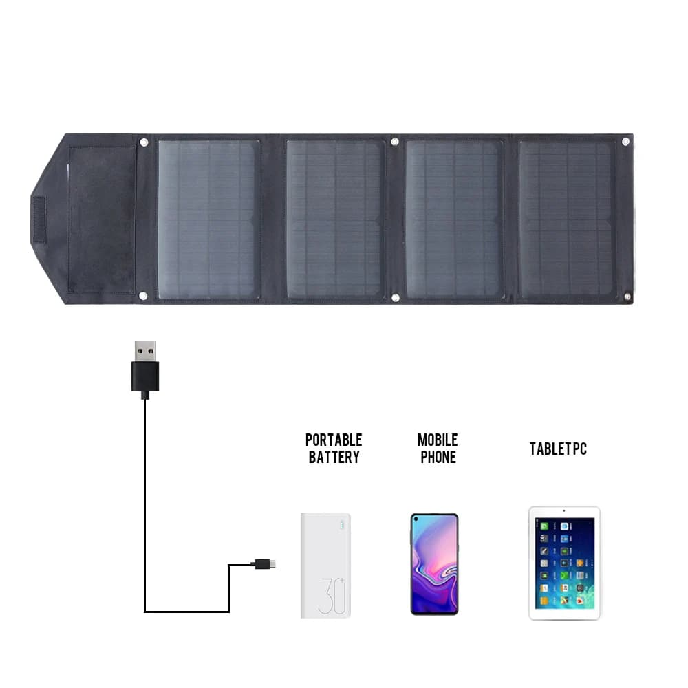 Caricatore Solare 30W Caricabatterie Solare Portatile Pieghevole,2USB pannelli solari il pannello pieghevole ha dispositivi USB e DC compatibili con caricabatterie per telefono solare portatile a velocità massima 5V/5A