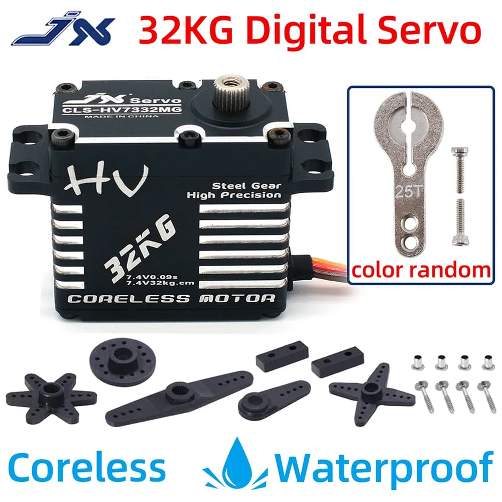 JX Servo 32KG CLS-HV7332MG Coreless impermeabile ad alta precisione in acciaio Gear Full CNC Digital Servo RC elicottero accessori fai da te