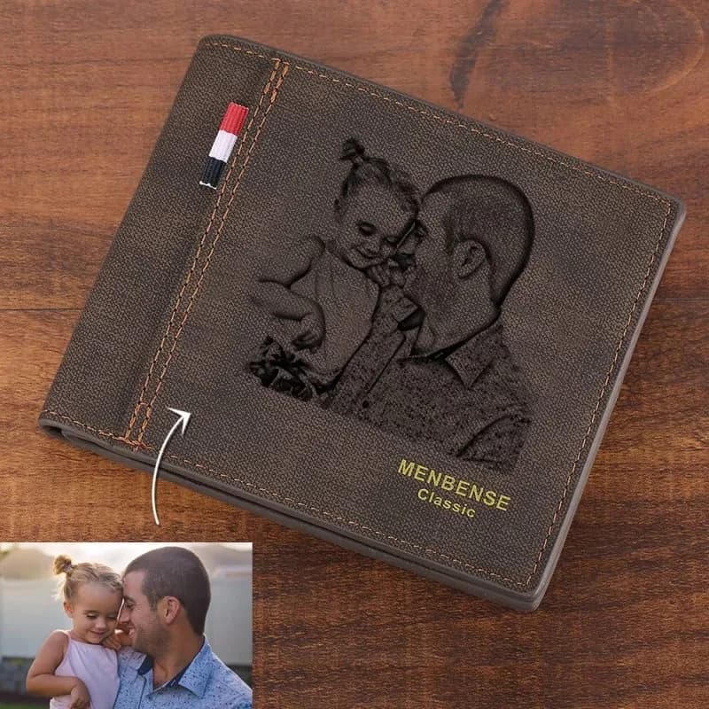New Wallets Carving Custom Photo Engraved Wallet Short Style Bifold Large-capacity Multi-functional Business Wallet Purse