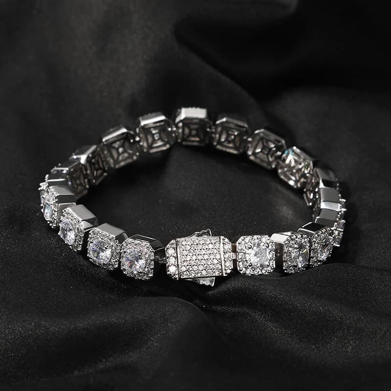 Hip Hop Bling Iced Out AAA + Cubic Zirconia 10mm Braccialetti a catena a maglie da tennis Chiusura a molla Donna Uomo 1 fila CZ Catena a maglie Gioielli