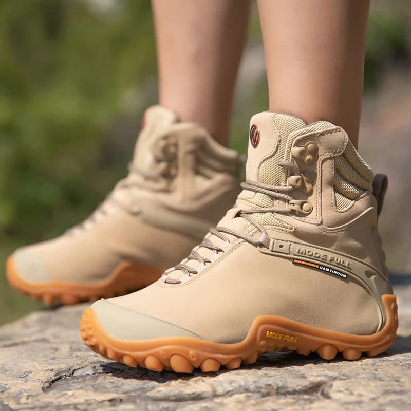 Scarponi da trekking invernali da uomo in pelle di mucca per donna Scarpe da neve impermeabili per arrampicata in montagna Scarpe da ginnastica da trekking