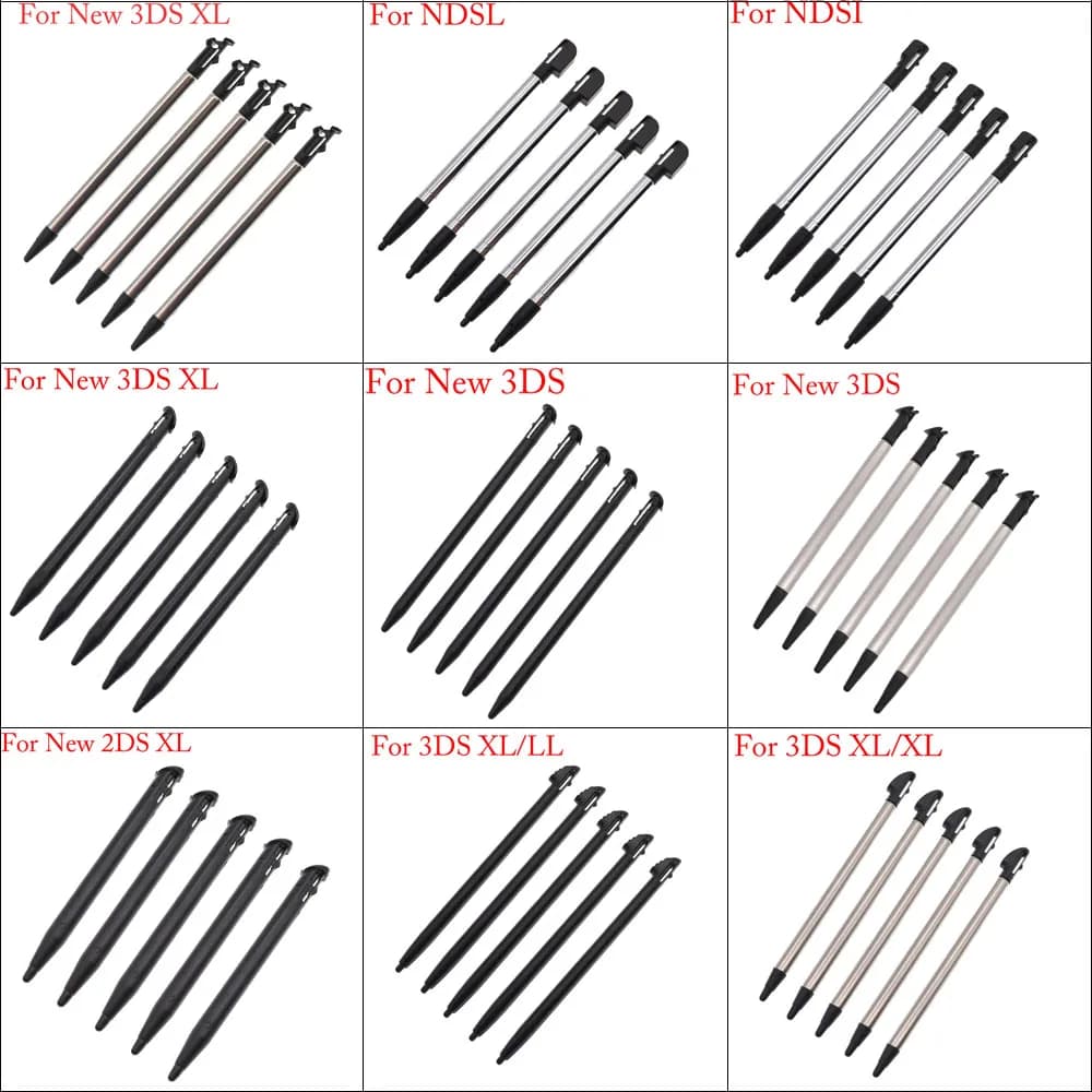 Penna Touch Screen stilo in plastica con stilo telescopico in metallo da 5 pezzi per Nintendo 2DS 3DS New 2DS LL XL New 3DS XL LL per NDSL NDSi