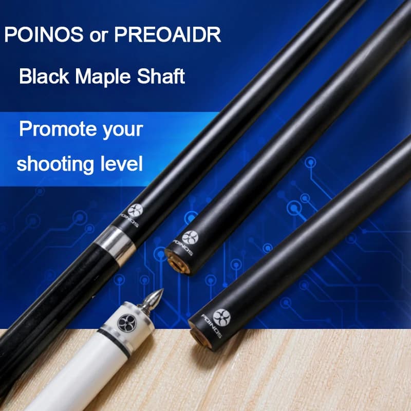 POINOS PREOAIDR Nero Maple Pool Cue Albero di 13 millimetri 11.8 millimetri 10.8 millimetri Formato di Punta
