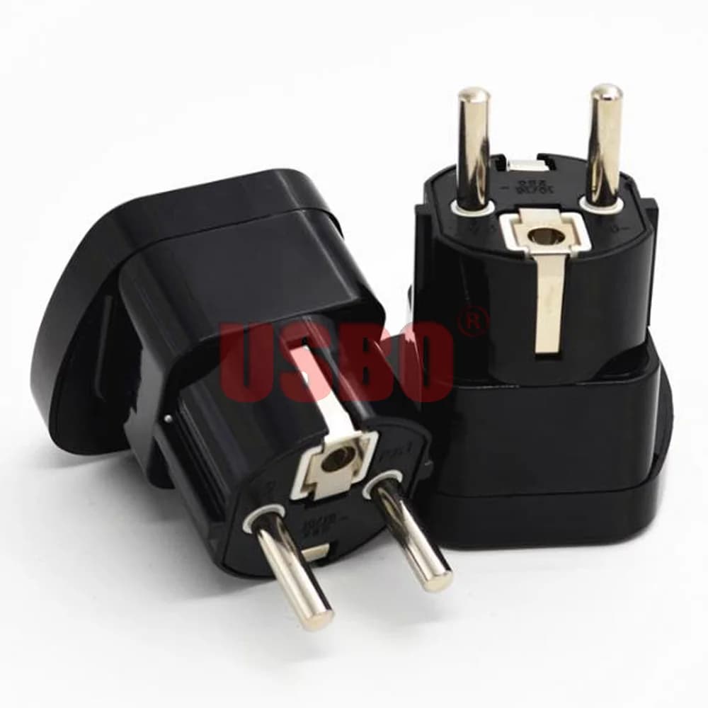 Black Copper 16A 250V Europe 4.8mm pins travel adaptaer plug EU Germany French Belgium Korea Russia power plug socket converter