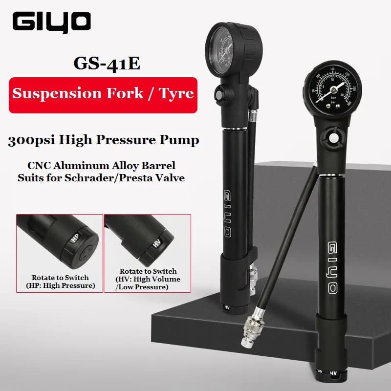 Giyo 300psi MTB Sospensione Pompa di Aria Bicicletta Ammortizzatore Forcella Pompa Motore Della Bici Schrader Presta Gonfiatore Dei Pneumatici Mini Calibro Pompaggio Dei Pneumatici