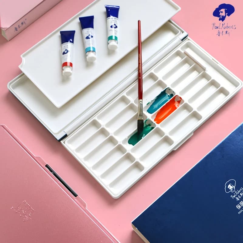 Paul Rubens 24 Grids Watercolor Moisturizing Palette Gouache Acrylic Paint Storage Fine Plastic Tray Box for Art Supplies