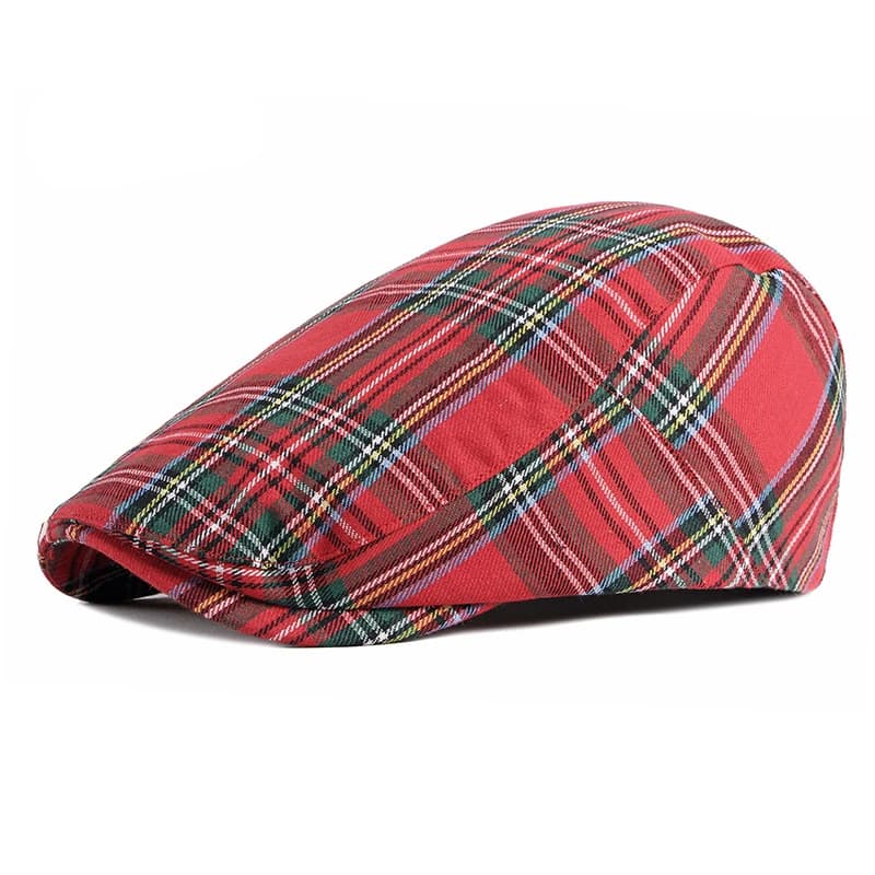 Fashion Fine Stripe Lattice Berets Hat Women Men Spring Summer Plaid Visors Red Green Blue Duckbill Herringbone Flat Cap