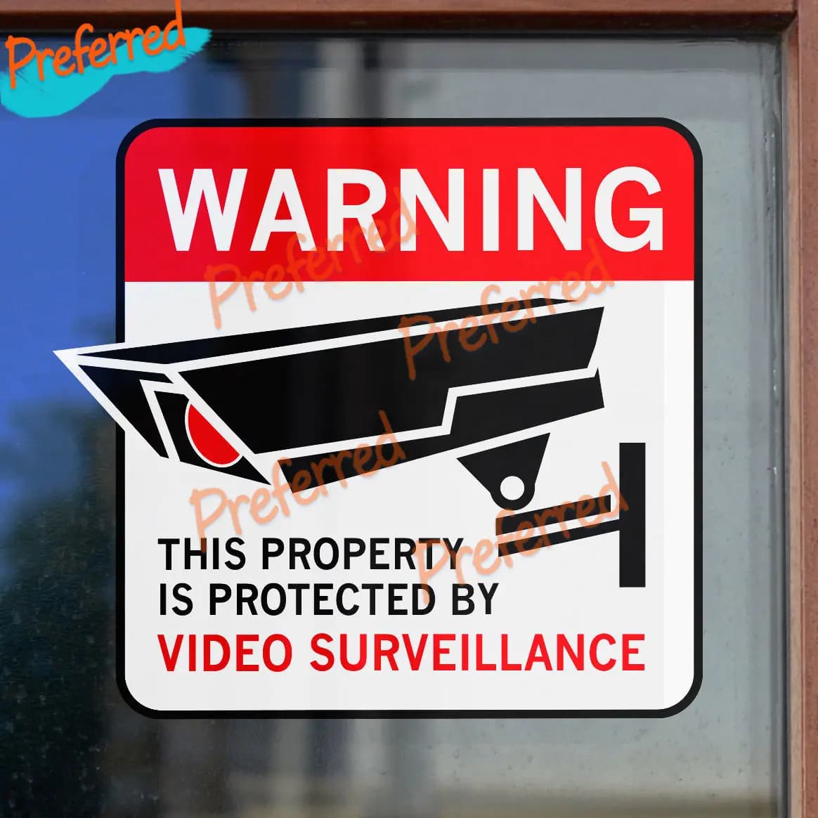 24H TV VIDEO SURVEILLANCE ADESIVO Domestic Security Camera Alarm Warning Decalcomania Vinyl Cover Waterproof PVC