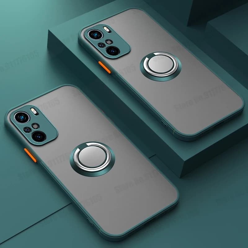 Shockproof Phone Case For Xiaomi Redmi Note 10 Pro 10S 11 Pro 9 Pro K40 K30 Magnetic Ring Holder Cover Candy Color Bumper