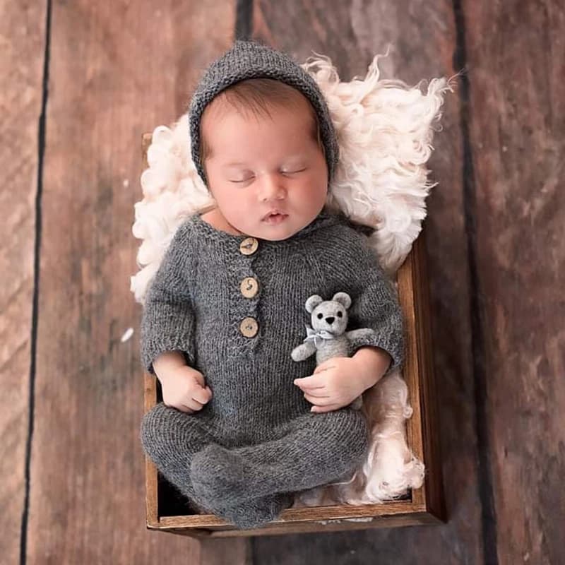 2025Newborn photography romper props,2021 new color arrival mink yarn footed romper