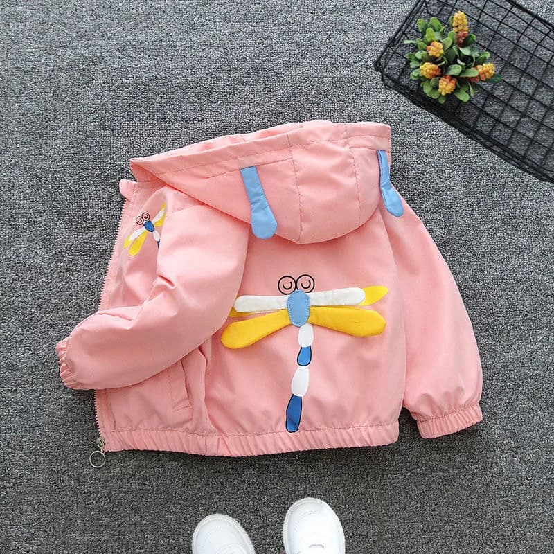 1-6 anni nuova giacca per bambina libellula primavera e autunno piccola principessa trench con cappuccio cerniera moda capispalla per bambini