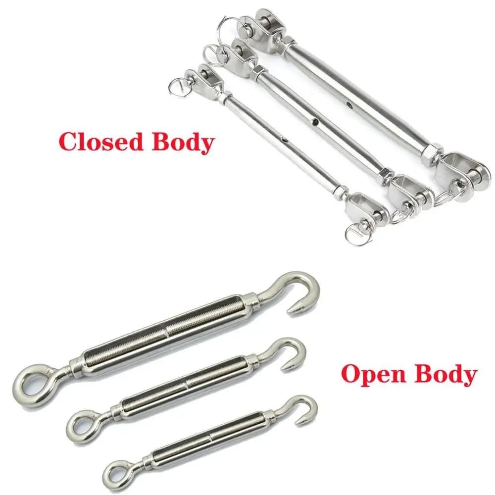 1pc 304 In Acciaio Inox Rigging Vite Aperto/Chiuso Corpo Tenditore Marine Jaw/Mascella M4-M20 Hook & occhio