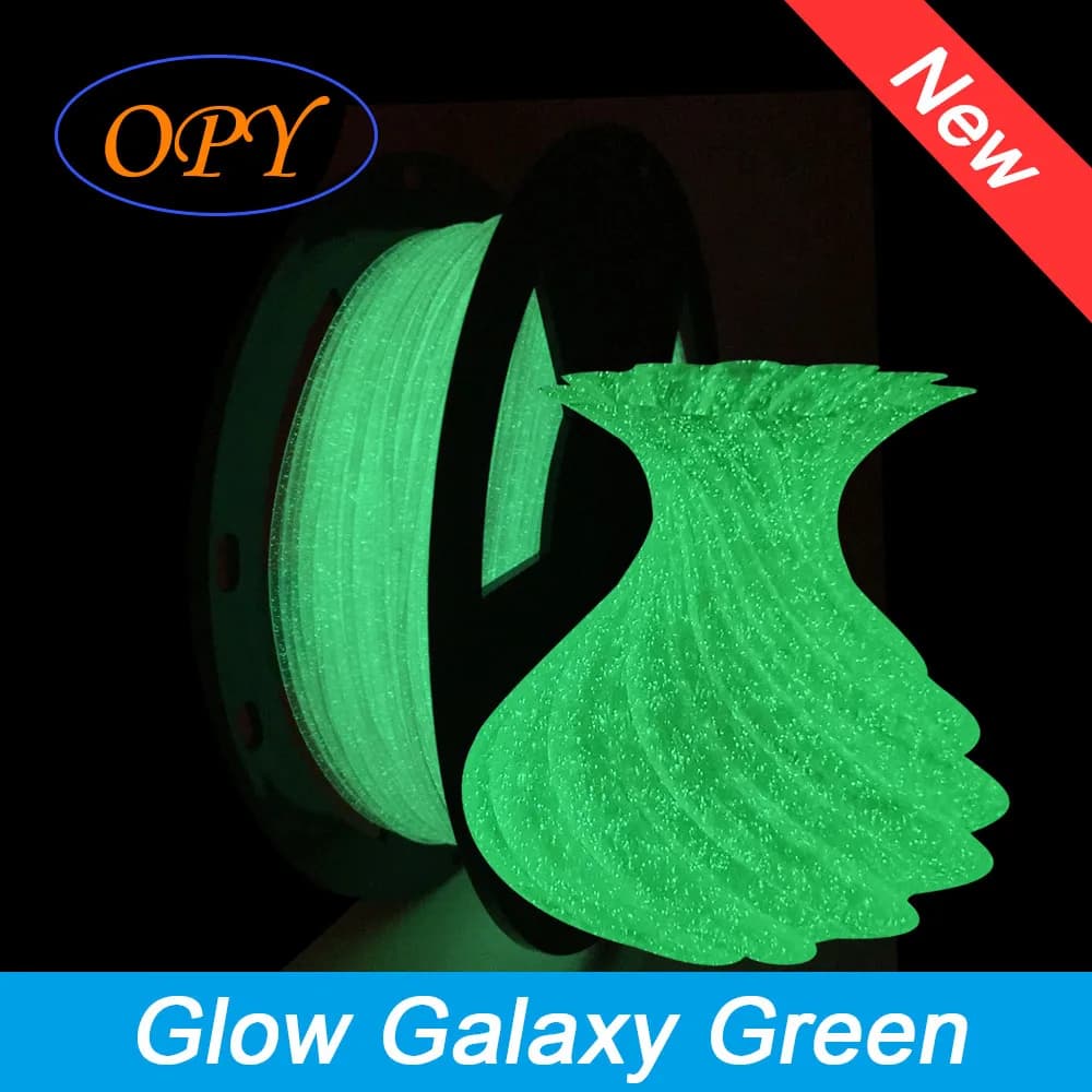 Opy Glow Galaxy Blue Filament Green 1Kg 1.75Mm 10M 100G Shiny Luminance Shiny Bright 3D Printing Material Matte Glitter Black