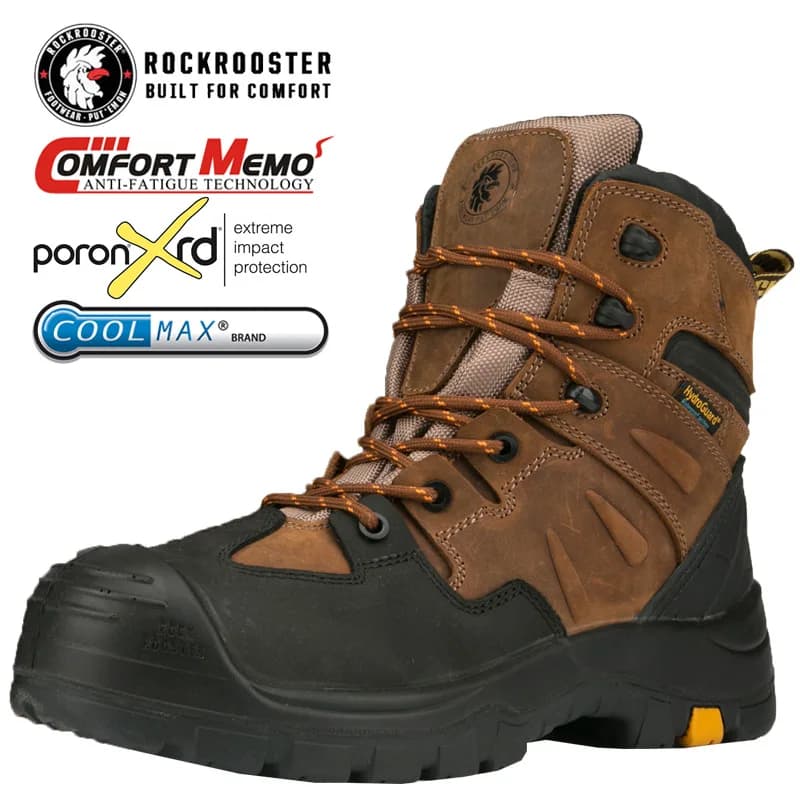 ROCKROOSTER scarpe da trekking uomo stivali da caccia impermeabili scarpe antinfortunistiche da lavoro in pelle stivaletti tattici stivali da trekking maschili